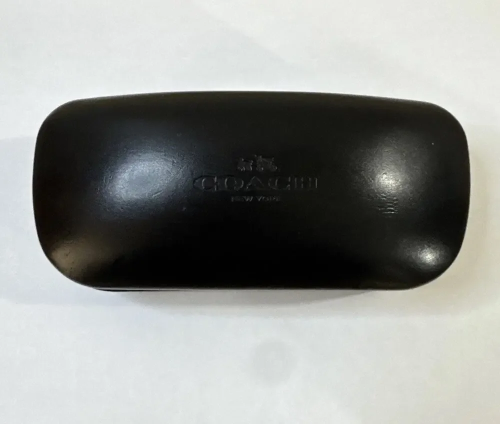 COACH New York Black Leather Hard Clamshell Sunglasses Eyeglasses Storage Case